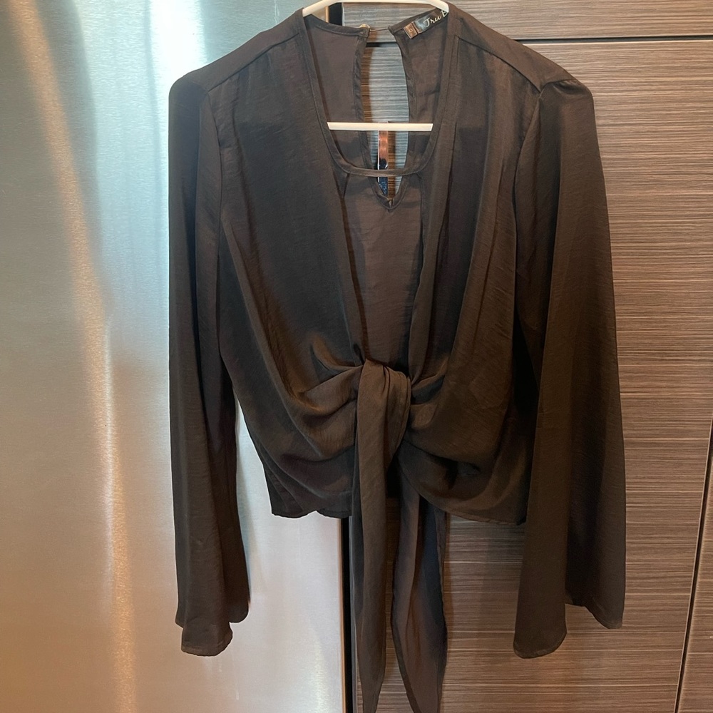 Planet Blue tie front silk blouse